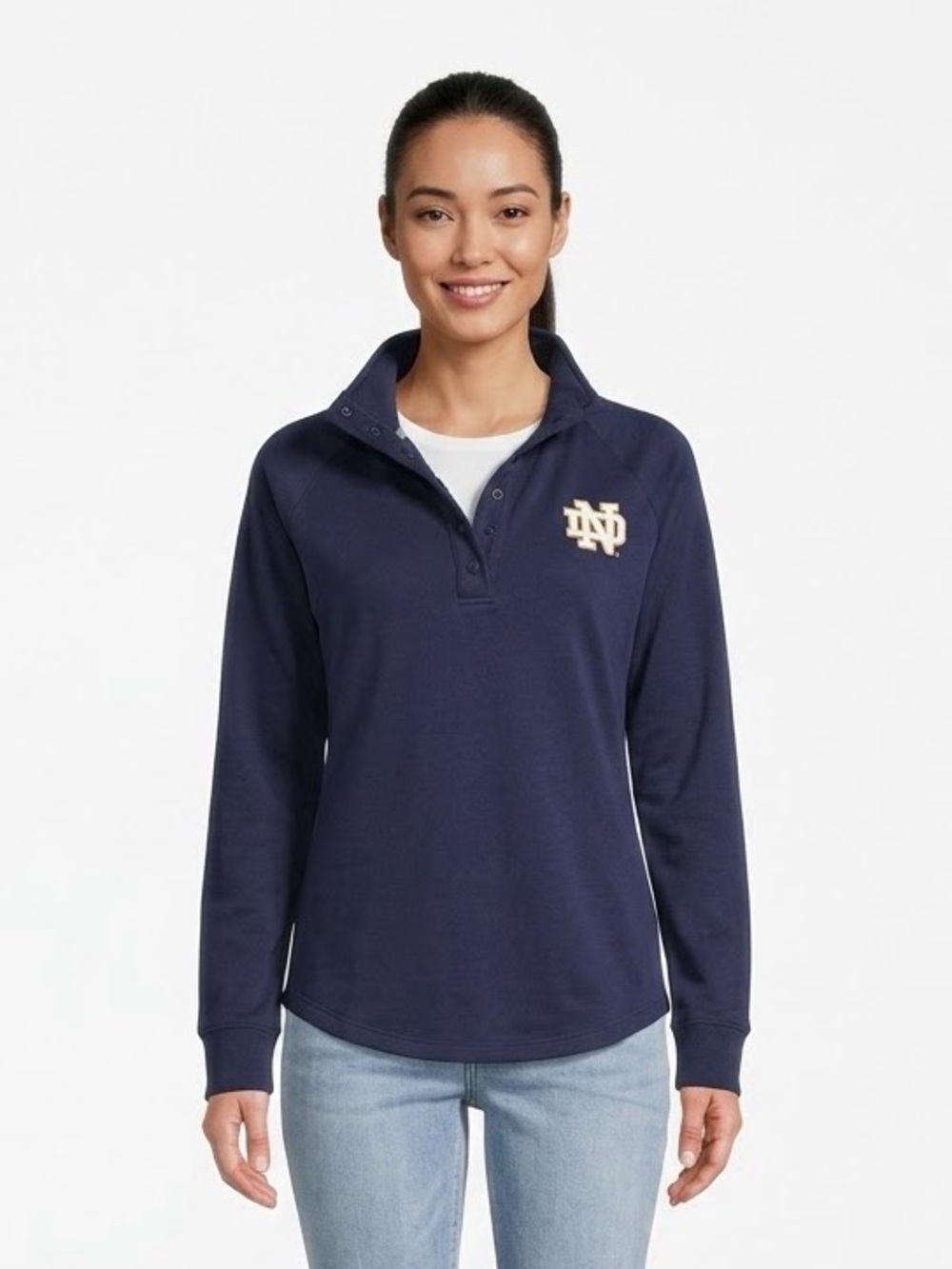 Under Armour Navy Notre Dame Fighting Irish Snap Neck Pullover Sweatshirt Medium